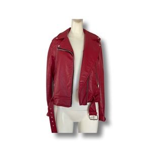 Faux Red Biker Jacket